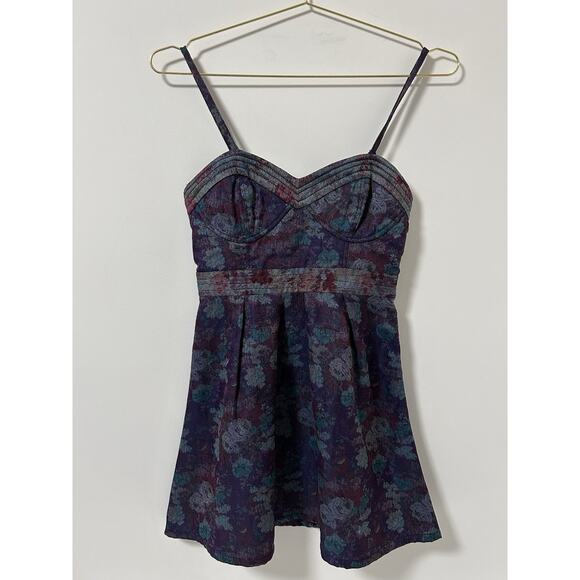 Free People Dresses & Skirts - Free People Vintage Tapestry Mini Bustier Dress Vampire Diaries Size 0 Purple